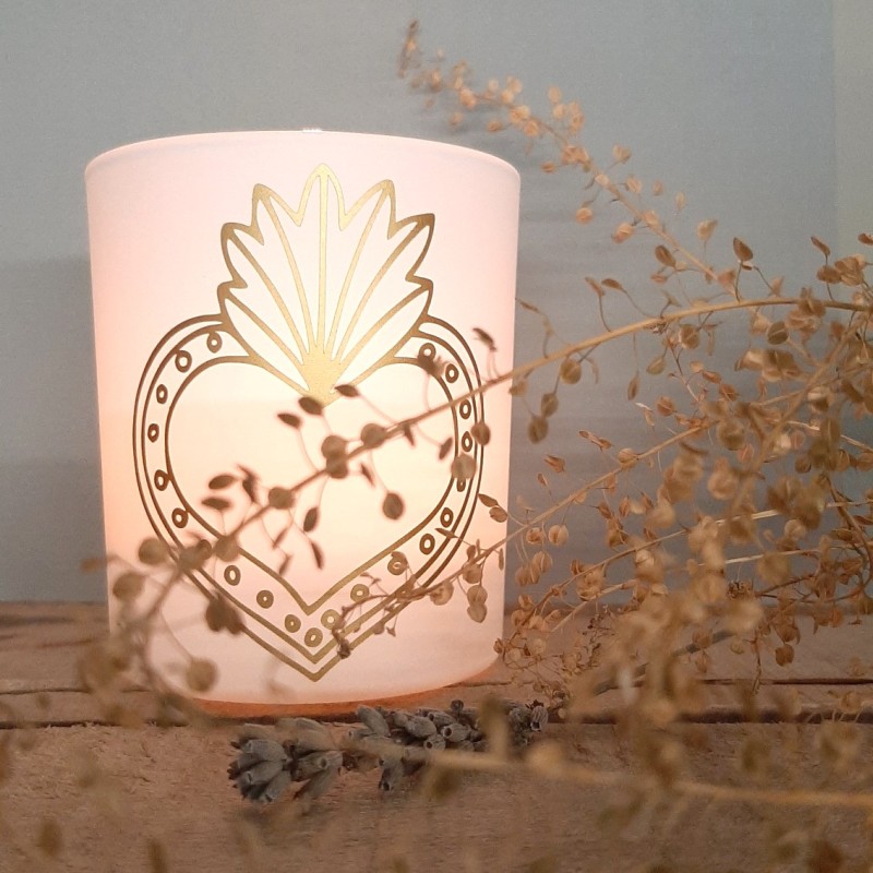 Photophore blanc "Cœur sacré"