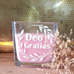 Bougie "Deo Gratias" rose
