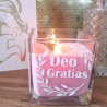 Bougie "Deo Gratias" rose